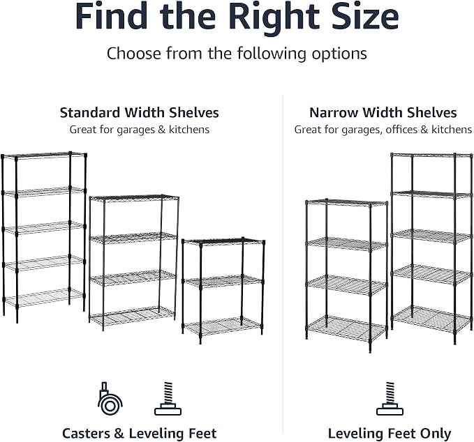 Amazon Basics 3-Shelf Adjustable Heavy Duty Steel Wire Rack Storage Shelving - Image 4