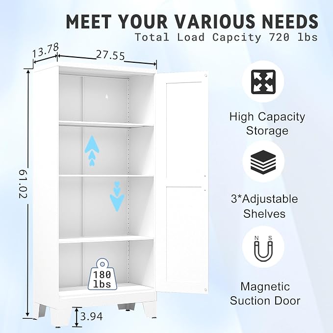 61.02" Pantry Cabinet, Kitchen Pantry Storage Cabinets - Image 2