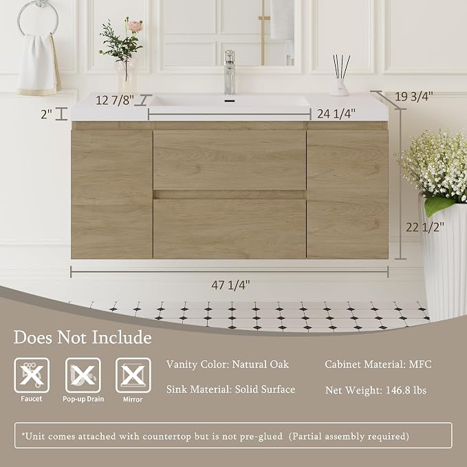 48" Floating Bathroom Vanity - Image 6