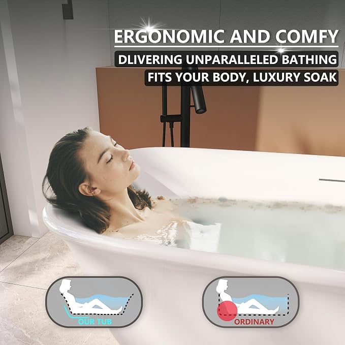 67" Acrylic Freestanding Bathtub, Soaking Tub - Image 2