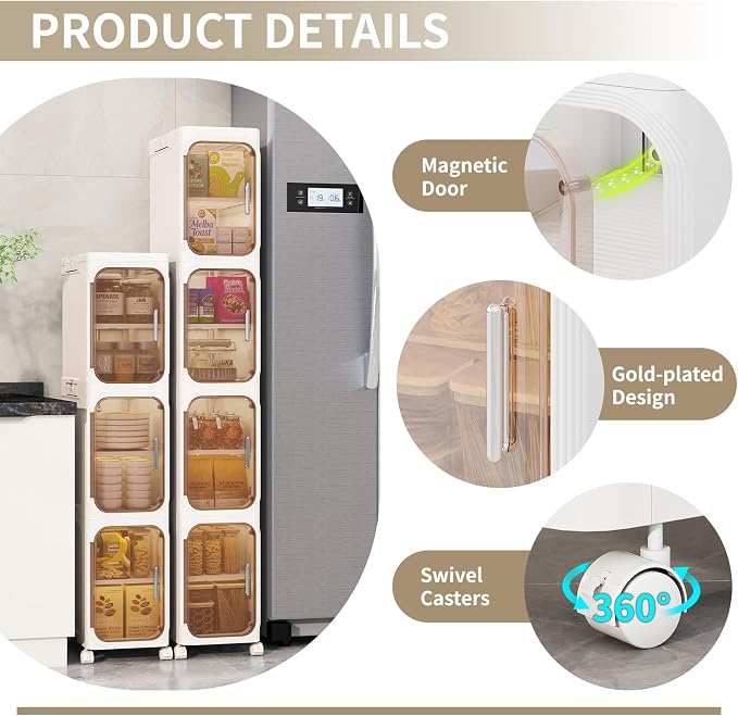 KHNR 3-Tiers Slim Bathroom Storage Cabinet, Foldable Storage Cabinets, Narrow - Image 4
