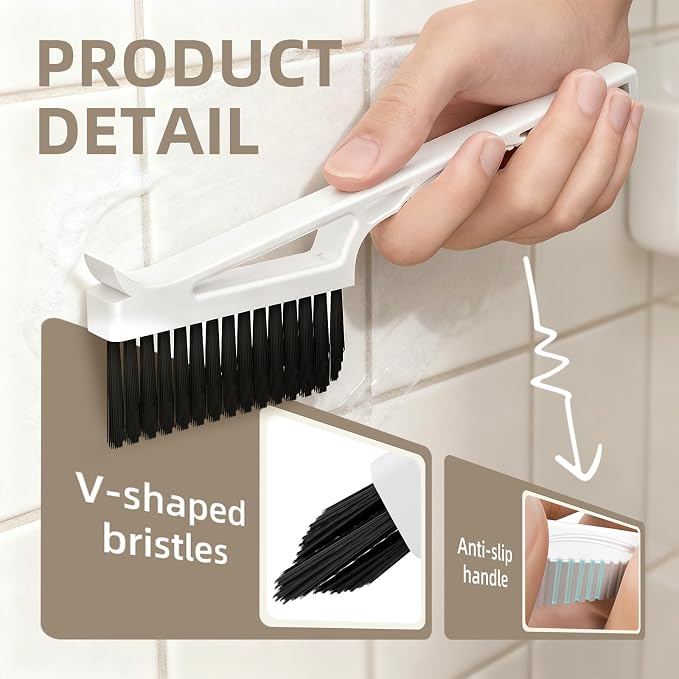 Grout Cleaner Brush V Shape, Stiff Grout Cleaning Brushes - Image 3