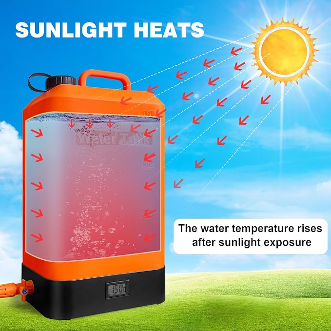 B. TAWD 4.5 Gallon Silicone Water Tank, Portable Camping Shower, USB Battery - Image 2