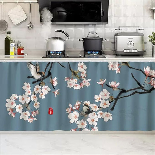 SK Studio Short Curtains for Kitchen, Cabinet Shelf Dust-Proof Blackout Tier by SK+Studio