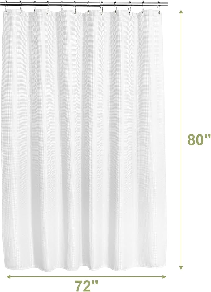 AmazerBath White Shower Curtain 80 Inches Long, Waffle Shower Curtain 72x80 - Image 9