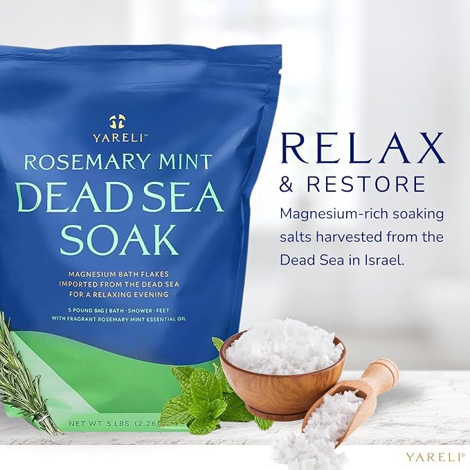 Yareli Magnesium Flakes, 5lb Rosemary Peppermint, Dead Sea Bath and Foot Soak - Image 5