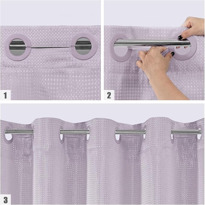 MitoVilla No Hooks Needed Extra Long Shower Curtain Liner Set - Image 4