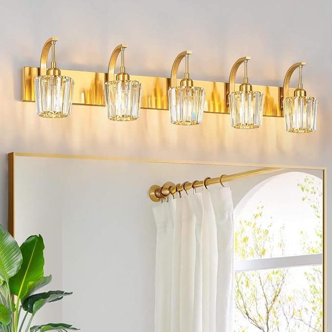 Modern Bathroom Vanity Light, 5-Light Gold Wall Sconce by FDPBY