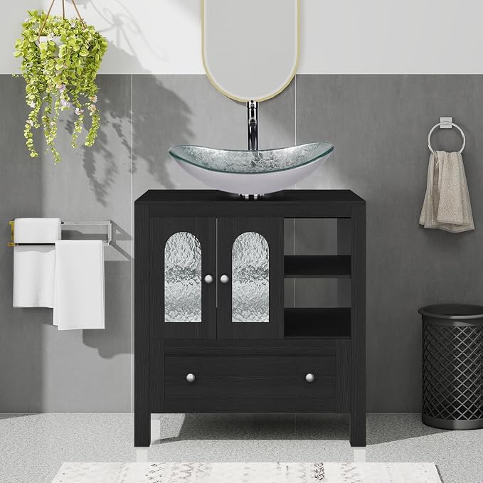 30-Inch Black Bathroom Vanity by Solidee