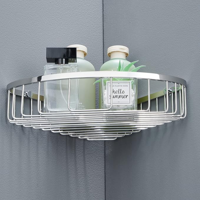 Bathroom Corner Shower Caddy Organizer, Corner-Hollow Design, SUS304 Stainless by Segistan