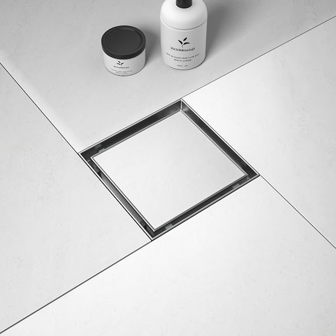 Square Shower Drain 6", Brushed Floor Drain by Bernkot