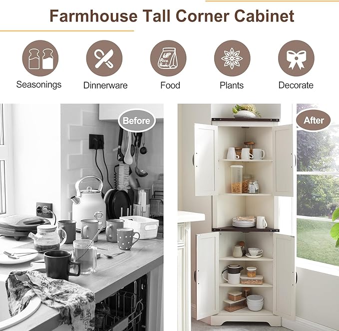 Tall Farmhouse Corner Cabinet - Image 6