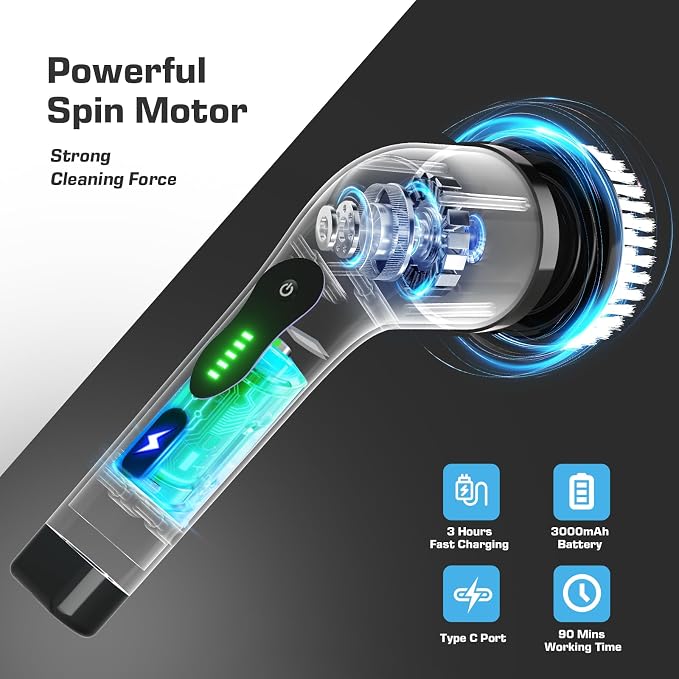 Kingwell Electric Spin Scrubber, Cordless Electric Scrubber - Image 3