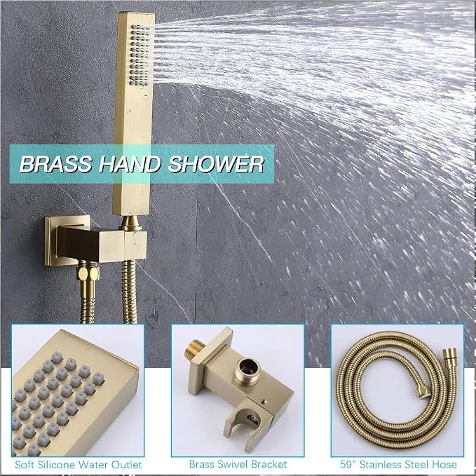 Thermostatic Brushed Gold Shower System - Image 7