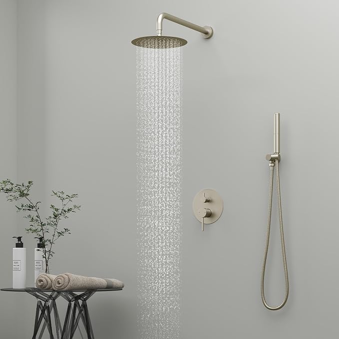 BESy Shower System with 10 Inch Round Rain Shower Head and Handheld Wall Mounted - Image 3