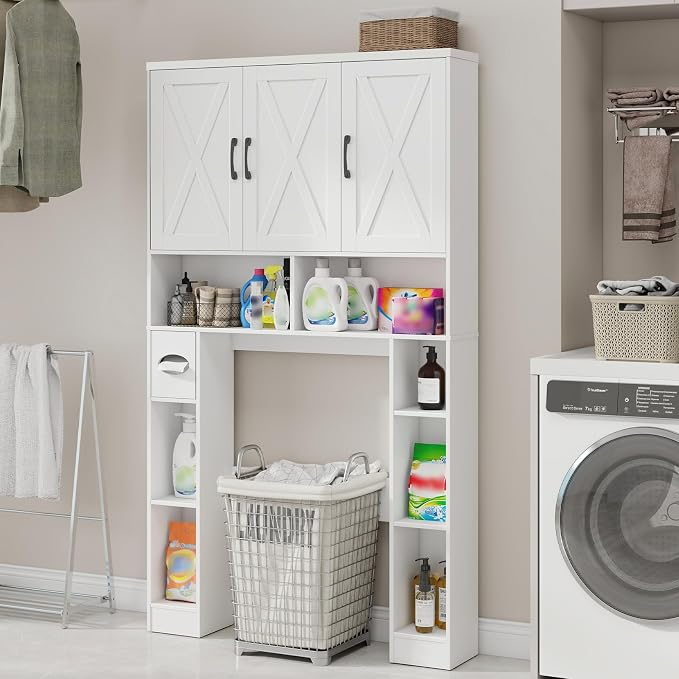 Over The Toilet Storage Cabinet, Farmhouse Toilet Cabinet Rack - Image 5
