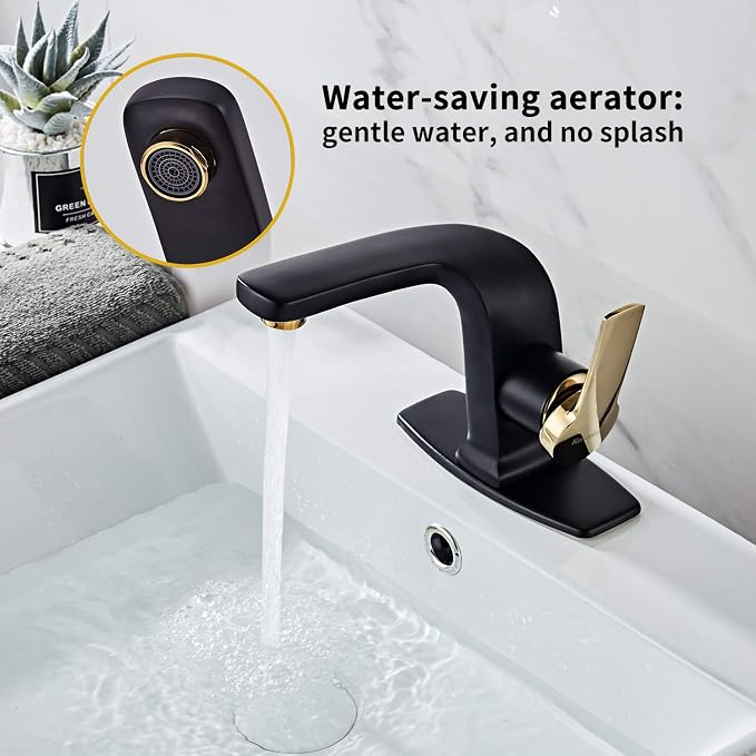 Modern Matte Black Bathroom Faucet, Single Handle Commercial Bathroom Sink - Image 2