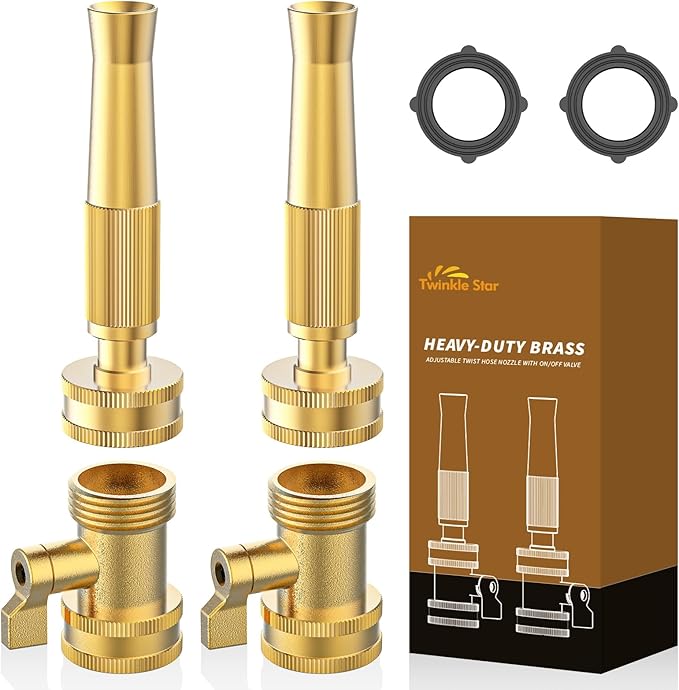 Twinkle Star Heavy-Duty Brass Adjustable Twist Hose Nozzle, High Pressure Hose by TwinkleStar