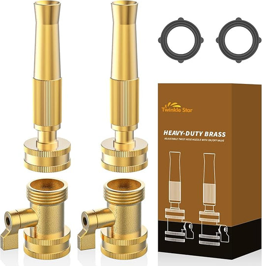 Twinkle Star Heavy-Duty Brass Adjustable Twist Hose Nozzle, High Pressure Hose by TwinkleStar