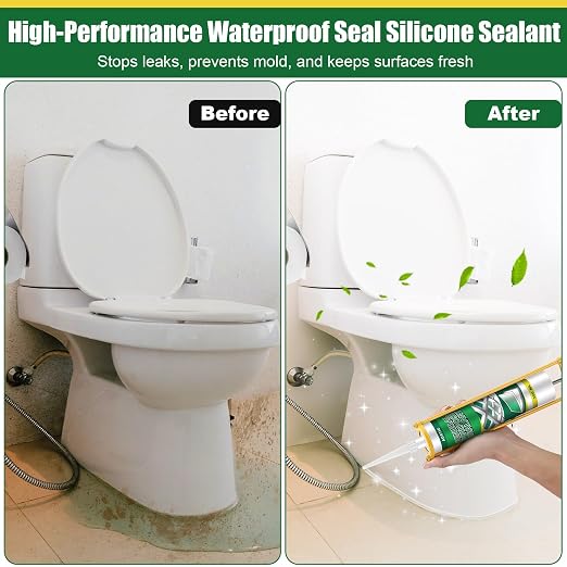 12 Pack Clear Silicone Sealant Caulk, 10.1 oz 100% Waterproof Silicone Sealant - Image 3