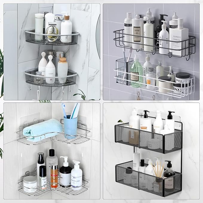 EAGMAK 4 Pack Transparent Shower Caddy Adhesive - Image 3
