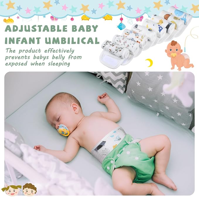 Vabean 8 Pcs Baby Infant Umbilical Cord Comfort Adjustable Cotton Belly Band - Image 3