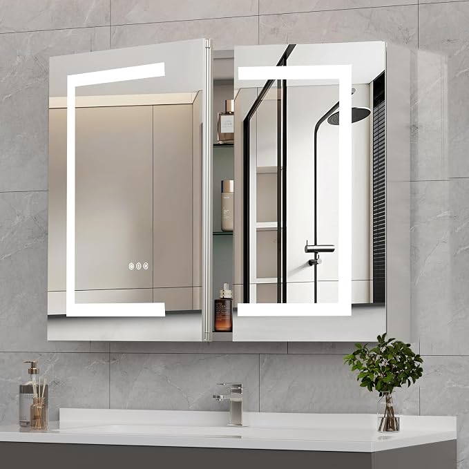 New LED Bathroom Mirror 24 * 36 Stepless Dimmable Wall Mirrors by Unknown