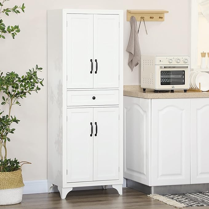 HOMCOM 67" Tall Freestanding Kitchen Pantry Cabinet, 4-Door Storage Cabinet - Image 2