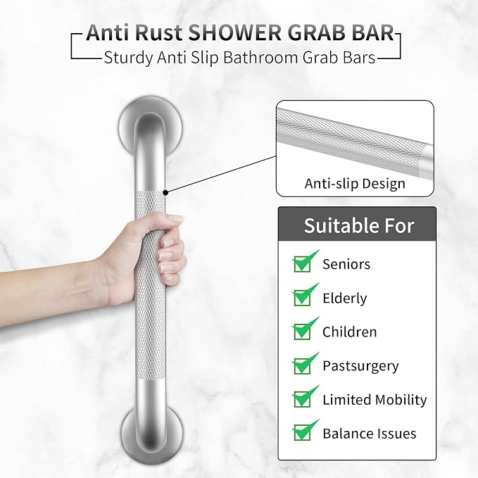 2 Pack 12 Inch Grab Bars for Bathtubs and Showers, Anti Slip Shower Grab Bars - Image 2