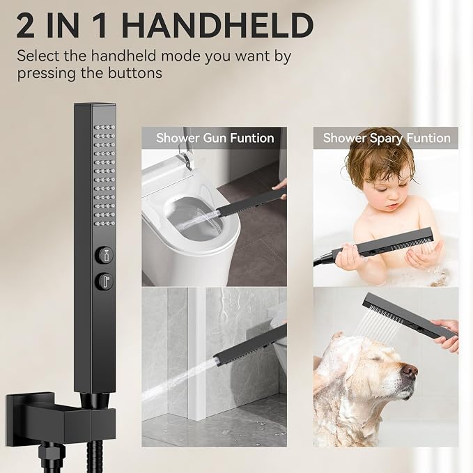 Shower Faucet Set, Ceiling Mount Dual Head Can Run All Together - Image 5