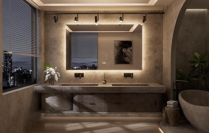 TETOTE 60 x 36 Inch LED Backlit Bathroom Mirror - Image 9