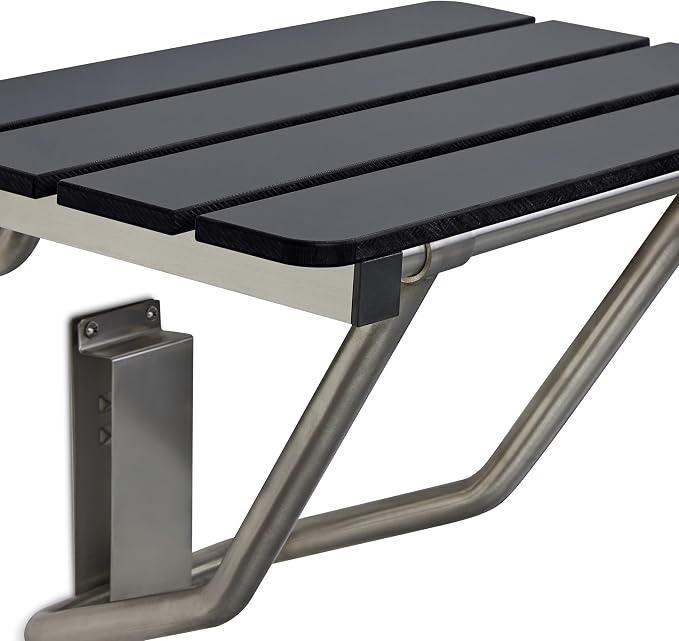 28-inch x 15-inch ADA Folding Wall Mount Bathroom Shower Seat Bench - Image 4