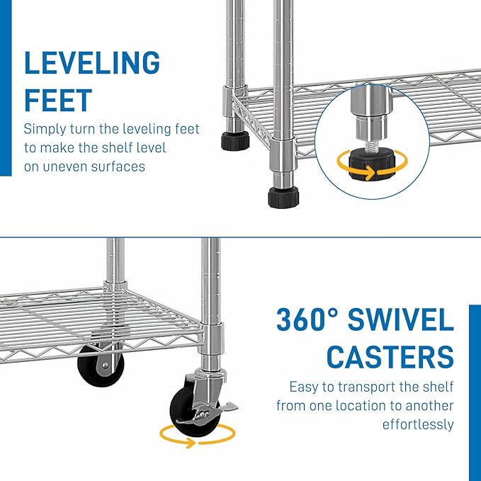 6 Tier Storage Racks Shelving, Heavy Steel Pantry Shelves, Adjustable Wire - Image 5