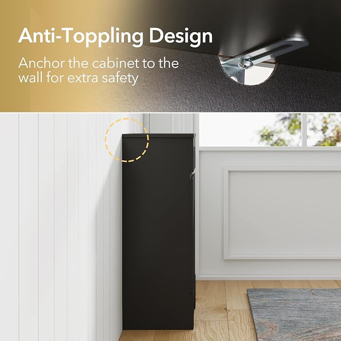 Small Bathroom Cabinet with Adjustable Shelves, Anti-Tip Design, 14.96" L x - Image 6