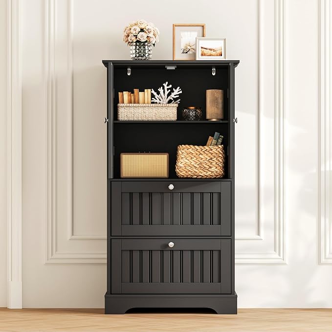 Treocho Bathroom Floor Cabinet, Freestanding Kitchen Pantry Cupboard - Image 9