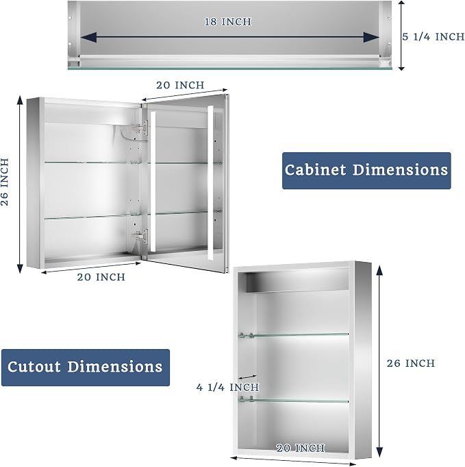 ExBrite LED Lighted Bathroom Medicine Cabinet - Image 2