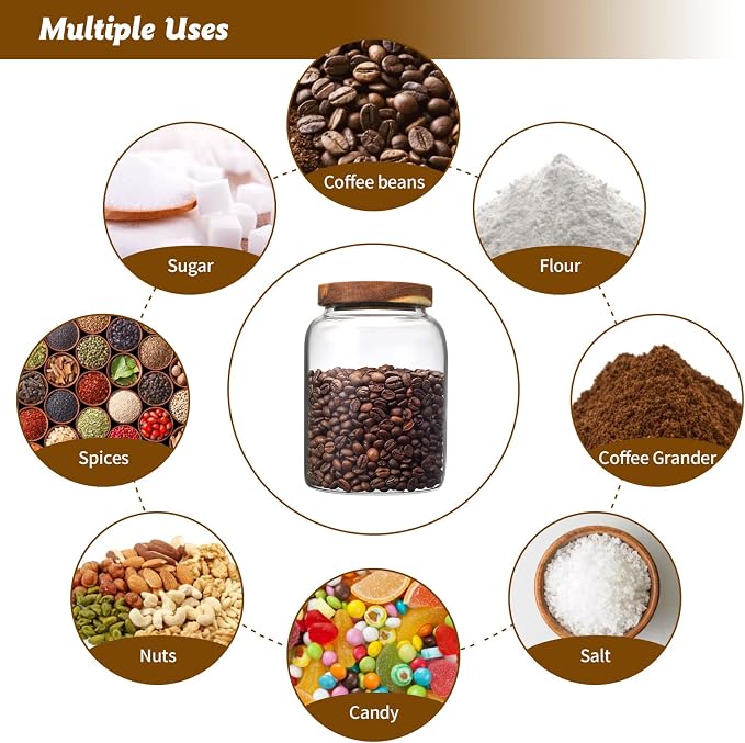 Glass Coffee Storage Jar with Lids Scoop Round Glass Coffee Ground Containers - Image 4