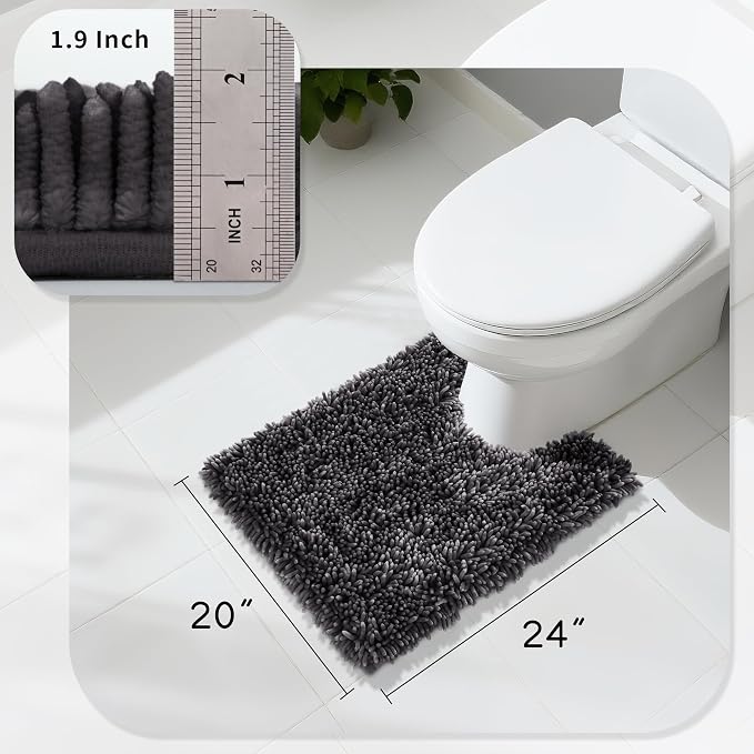 Yimobra Toilet Rugs U Shaped Washable, Soft Comfortable Toilet Mat - Image 2