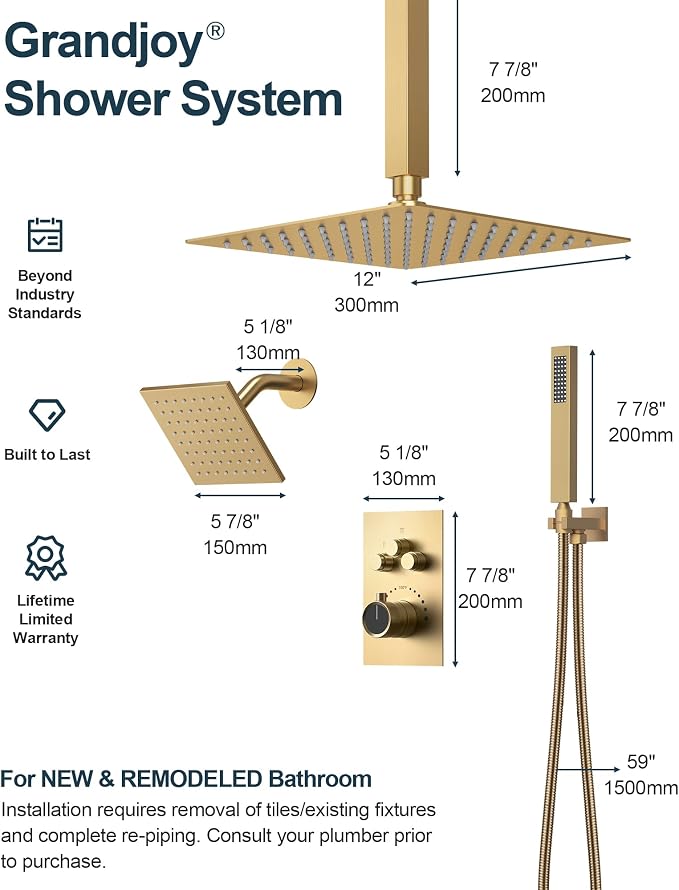Thermostatic Shower System, Dual Rainfall Shower Heads - Image 8