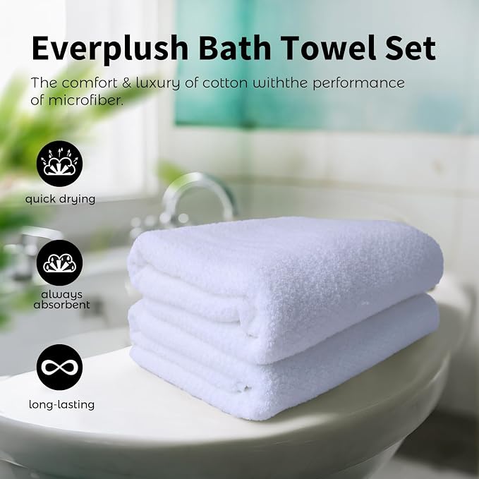 Everplush Oversized Bath Towels Sheet– 2 Pieces, Super Soft & Highly Absorbent - Image 3