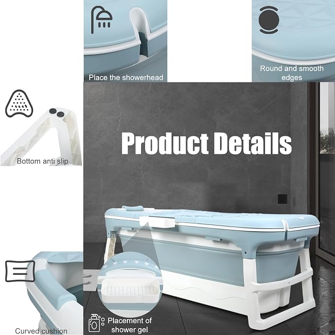 Portable Bathtub for Adult, Large Collapsible Tub, Portable Tub for Adults - Image 7
