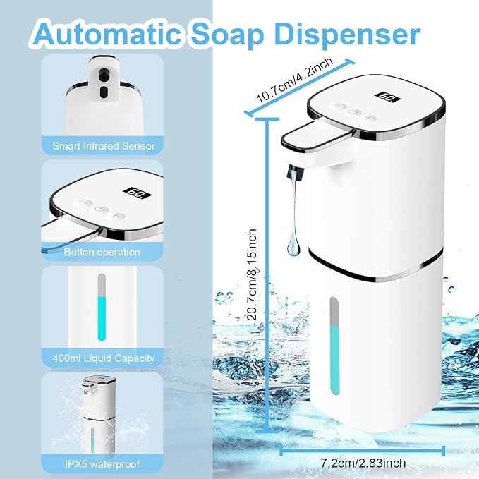 Automatic Liquid Soap Dispenser Touchless, USB Rechargeable Smart Hand Soap - Image 2