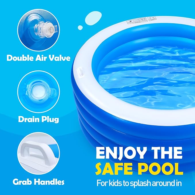Biange Blow Up Pool, Kids Pool Inflatable, Kiddie Baby Swimming Pool - Image 5
