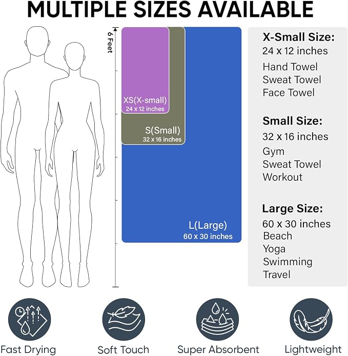 APEXUP Microfiber Travel Towel, Ultra Absorbent Quick Dry Towels, Lightweight - Image 5