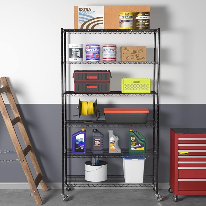 6 Tier Adjustable Metal Shelf Wire Shelving Unit Storage - Image 2