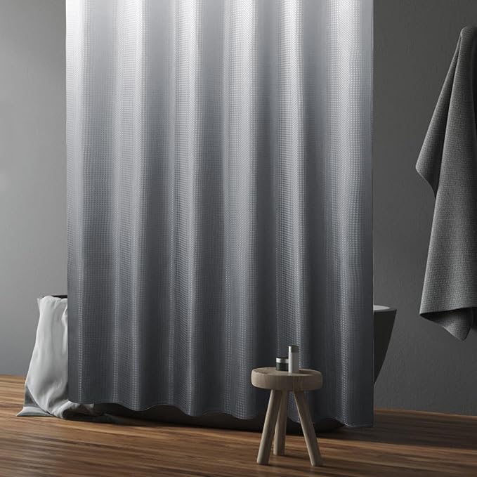 Gibelle Long Shower Curtain 72 x 78, Tall Grey Ombre Shower Curtain - Image 2