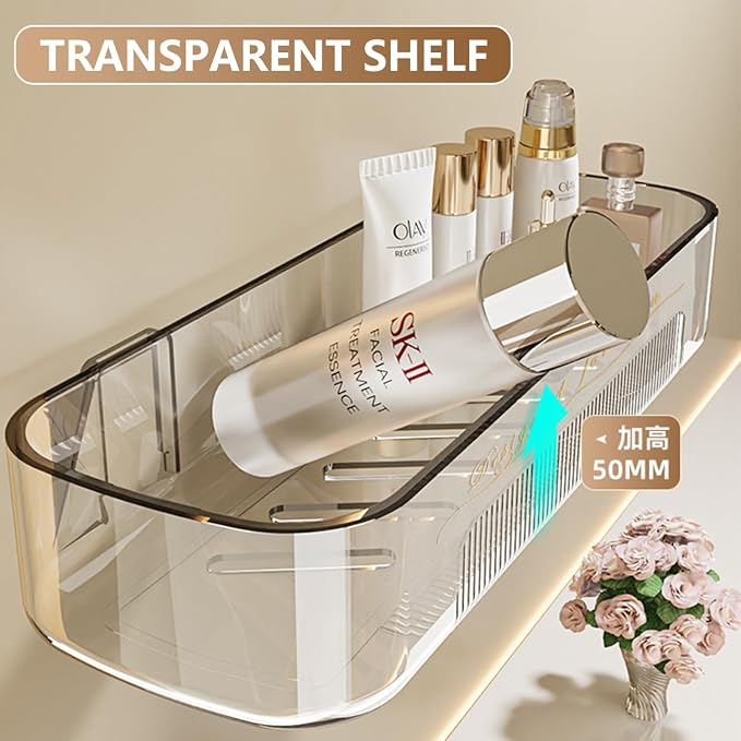 Acrylic Shower Shelves 4Pack, No Drilling Wall Adhesive Shelf, Bathroom Shelves - Image 5