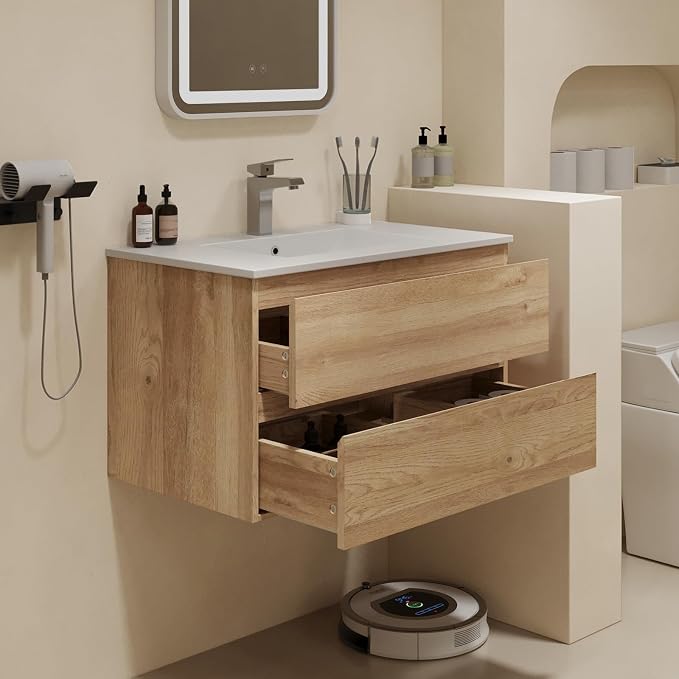Floating Bathroom Vanity with Sink Wall Mounted Cabinet with 2 Soft-Close - Image 8