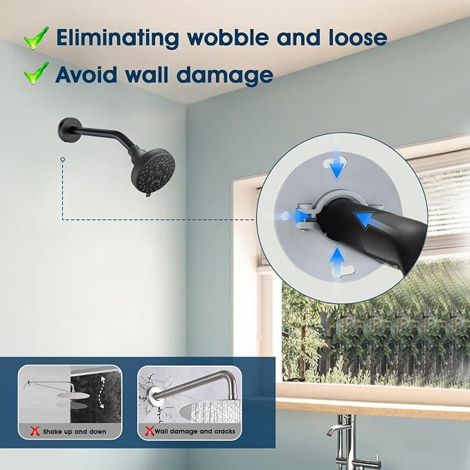 10 Inch Shower Arm with Flange and Stabilizer Bracket, Wall Mounted Shower Pipe - Image 2