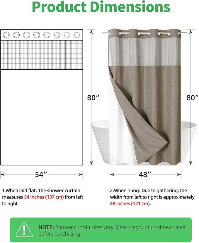 Stall No Hooks Needed Linen Textured Shower Curtain - Image 7